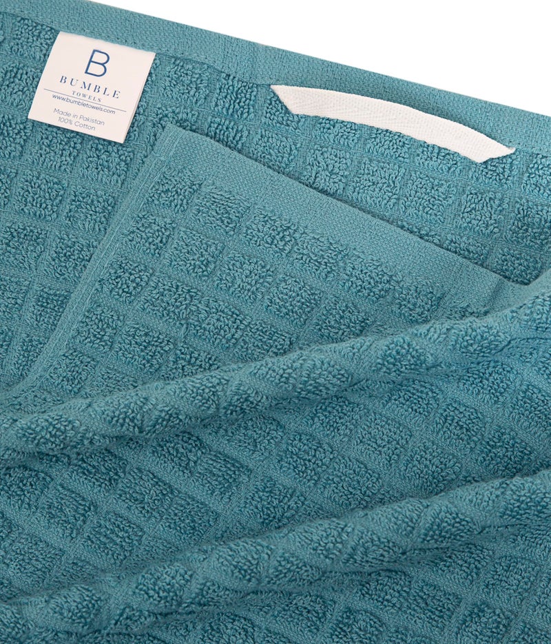 Bumble Towels مناديل مطبخ بامبل | مناديل صحون قطنية 100% مع حلقة للتعليق | 16" × 28" | 380 جرام لكل متر مربع | مجموعة مناديل مطبخ ماصة | 6 عبوات، أكوا - Image 3